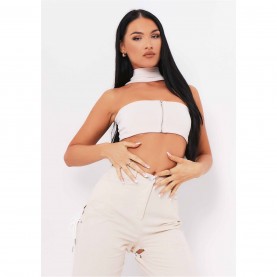 горнище,с,цип,дамски,топове,missy,empire,knit,zip,bandeau,crop,top,sand
