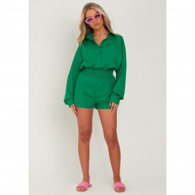 Къси панталони Missy Empire Cotton Oversized High Waisted Runner Shorts - Green къси,панталони,дамски,къси,панталони,missy,empire,cotton,oversized,high,waisted,runner,shorts,green