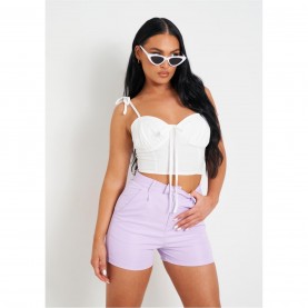 къса,блуза,дамски,топове,missy,empire,tie,strap,crop,top,white
