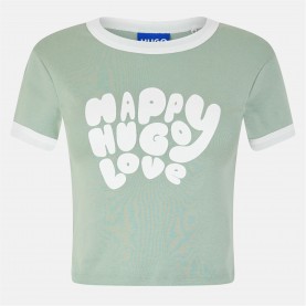 Hugo Women's Dalia Baby Tee - Green 328 дамски,топове,hugo,women's,dalia,baby,tee,green,328