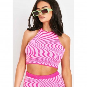 къса,блуза,дамски,топове,missy,empire,knit,tie,neck,crop,top,pink