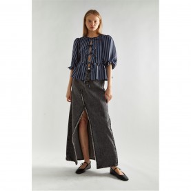дамски,топове,glamorous,blue,black,stripe,tie,front,top,blue