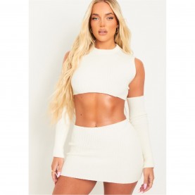 къса,блуза,дамски,топове,missy,empire,crop,top,with,separate,sleeves,cream