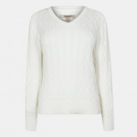 Barbour Hampton V-Neck Knit - Off White barbour,hampton,v,neck,knit,off,white