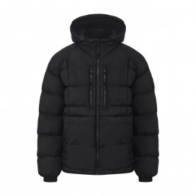 Яке Pretty Green Mens Baffle Hooded Long Sleeve Short Puffer Jacket - Black яке,мъжки,якета,pretty,green,mens,baffle,hooded,long,sleeve,short,puffer,jacket,black