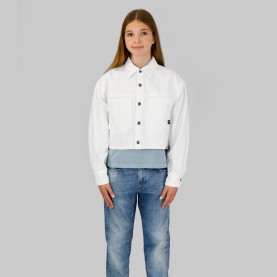 Яке G Star Kids White Cropped Denim Jacket - White яке,g,star,kids,white,cropped,denim,jacket,white