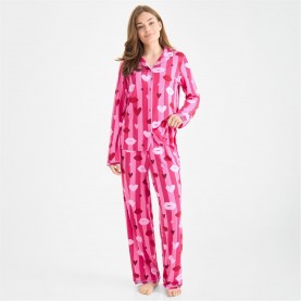 комплект,дамски,пижами,urban,threads,urban,t,ls,pj,set,ld61,pink,hrt,lips