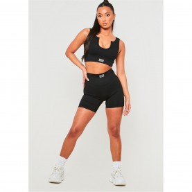 къса,блуза,дамски,топове,missy,empire,sport,ribbed,v,neck,crop,top,black