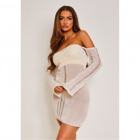 рокля,дамски,поли,и,рокли,missy,empire,knit,off,the,shoulder,mini,dress,cream