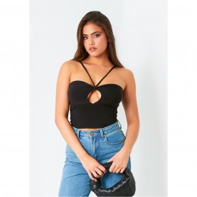 дамски,топове,missy,empire,hole,cut,out,halter,neck,top,black