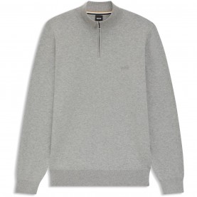 Пуловер Boss Men's Padro-L Zipped Quarter-Zip Jumper - Silver 041 пуловер,мъжки,пуловери,boss,men's,padro,l,zipped,quarter,zip,jumper,silver,041