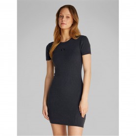рокля,дамски,поли,и,рокли,calvin,klein,jeans,washed,woven,label,rib,dress,washed,black