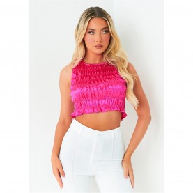 къса,блуза,дамски,топове,missy,empire,crinkle,crop,top,pink