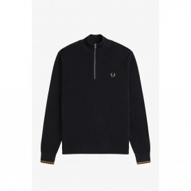 пуловер,мъжки,пуловери,мъжки,тениски,fred,perry,waffle,stitch,half,zip,jumper,black,102