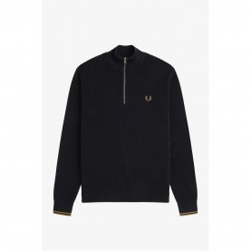 пуловер,мъжки,пуловери,мъжки,тениски,fred,perry,waffle,stitch,half,zip,jumper,black,102