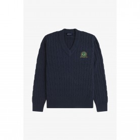 пуловер,мъжки,пуловери,fred,perry,men,s,badge,laurel,wreath,knitted,crew,neck,jumper,navy,608