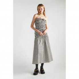 къса,блуза,дамски,топове,narrated,black,white,gingham,print,bardot,crop,top,multi