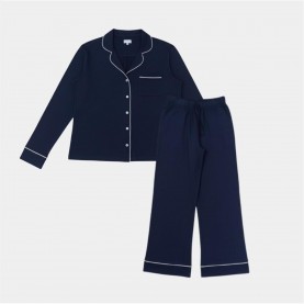 Пижама Linea Women's Star Cotton Long Sleeve Pyjama Sets - Navy пижама,коледни,джунджурии,дамски,пижами,дамски,облекла,размер,linea,women's,star,cotton,long,sleeve,pyjama,sets,navy