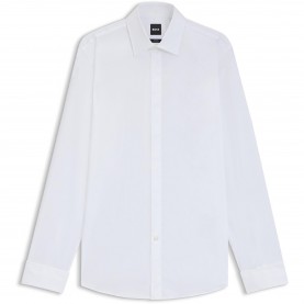 Риза Boss Mens Long Sleeve Plain Shirt - White 100 риза,мъжки,ризи,boss,men,s,long,sleeve,plain,shirt,white,100