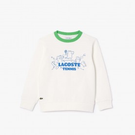 Поларена блуза Lacoste Fleece Crewneck Print Sweatshirt - Cream поларена,блуза,lacoste,fleece,crewneck,print,sweatshirt,cream