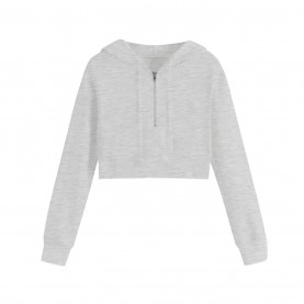 суичър,дамски,горнища,с,качулка,miso,women's,cropped,hoodie,grey
