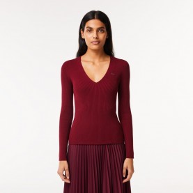 Дамски пуловер Lacoste Womens Seamless Ribbed Crew Neck Jumper - Zin дамски,пуловер,дамски,плетени,дрехи,lacoste,women,s,seamless,ribbed,crew,neck,jumper,zin