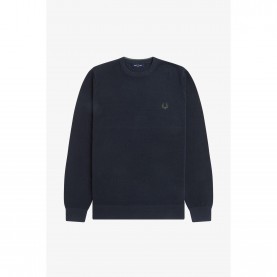 пуловер,мъжки,пуловери,fred,perry,men,s,pique,crew,neck,jumper,navy,608