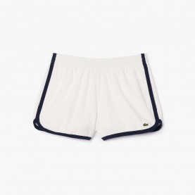 Къси панталони Lacoste Cotton Terry Contrast Accent Shorts - Cream къси,панталони,дамски,къси,панталони,lacoste,cotton,terry,contrast,accent,shorts,cream