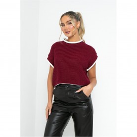 пуловер,дамски,плетени,дрехи,missy,empire,cropped,knitted,jumper,vest,burgundy