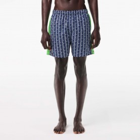 Lacoste Mid Length Monogram Print Swim Trunks - Multi Colour мъжки,къси,панталони,lacoste,mid,length,monogram,print,swim,trunks,multi,colour