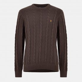пуловер,мъжки,пуловери,farah,men,s,mendon,cable,crew,neck,jumper,farah,choc
