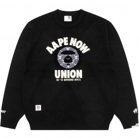 пуловер,мъжки,пуловери,aape,men's,moonface,logo,knitted,crew,neck,jumper,black