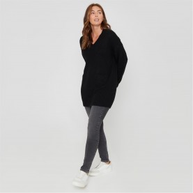 пуловер,дамски,плетени,дрехи,дамски,облекла,размер,be,you,you,cosy,v,neck,stretch,jumper,ld00,black