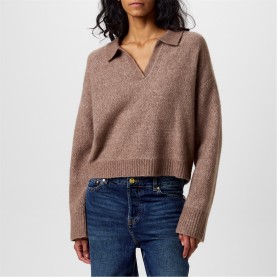 пуловер,дамски,плетени,дрехи,jack,wills,knit,polo,jumper,ld44,mocha
