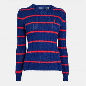 пуловер,дамски,плетени,дрехи,polo,ralph,lauren,women's,cable,stripe,crew,neck,jumper,mid,col,stripe