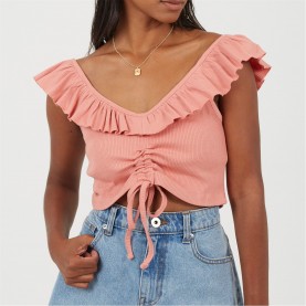 дамски,потник,дамски,топове,дамски,потници,brave,soul,womens,frill,vest,with,gathered,front,salmon