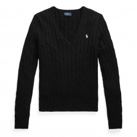 Дамски пуловер Polo Ralph Lauren Womens Cable-Knit V-neck Jumper - Polo Black дамски,пуловер,дамски,плетени,дрехи,polo,ralph,lauren,women,s,cable,knit,v,neck,jumper,polo,black