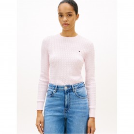 Дамски пуловер Tommy Hilfiger Womens Cable Knit Jumper - Light Pink дамски,пуловер,дамски,плетени,дрехи,tommy,hilfiger,womens,cable,knit,jumper,light,pink