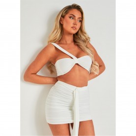 къса,блуза,дамски,топове,missy,empire,double,layer,one,shoulder,crop,top,white