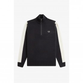 пуловер,мъжки,пуловери,fred,perry,men,s,knitted,half,zip,crew,neck,jumper,black,102