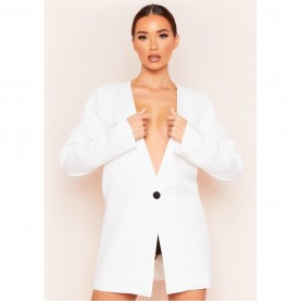 сако,дамски,топове,missy,empire,collarless,longline,oversized,blazer,white