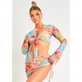 дамски,топове,missy,empire,floral,print,mesh,tie,front,top,multi