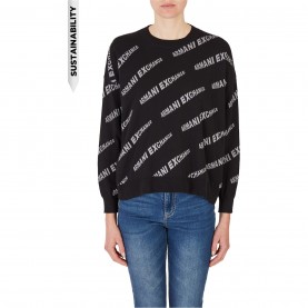 пуловер,дамски,плетени,дрехи,armani,exchange,knit,logo,jumper,8273,black
