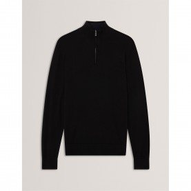 пуловер,мъжки,пуловери,ted,baker,men,s,merino,half,zip,crew,neck,jumper,black