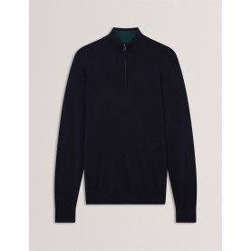 пуловер,мъжки,пуловери,ted,baker,men,s,merino,half,zip,crew,neck,jumper,navy