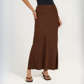 Дамска пола Brave Soul BS Womens Polka Dot Print Maxi Skirt - Brown/Black дамска,пола,brave,soul,bs,womens,polka,dot,print,maxi,skirt,brown,black