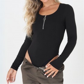 дамски,топове,brave,soul,sleeve,bodysuit,with,zip,black