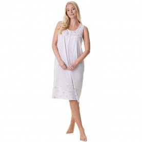дамски,пижами,camille,cotton,sleeveless,polka,dot,white,nightdress,white