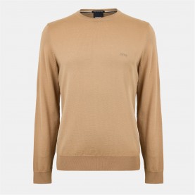 пуловер,мъжки,пуловери,boss,men's,botto,l,01,black,classic,fit,crew,neck,jumper,med,beige,260