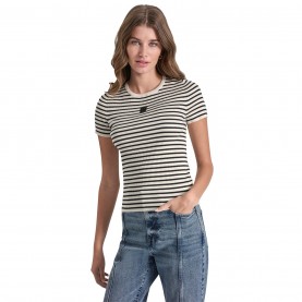 дънки,дамски,топове,dkny,dkny,jeans,crew,neck,striped,short,sleeve,rib,top,eggnog,black